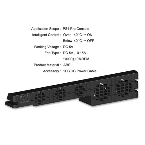 Refroidisseur avec 5 ventilateurs Super Cooling Fan pour PS-4 TP4-005 DOBE