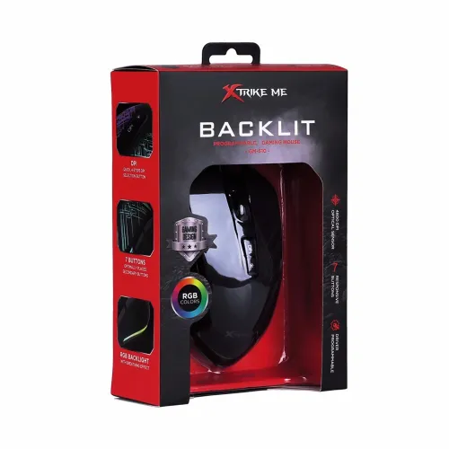 Souris Gaming Optique Filaire USB Rétro-Éclairage 7 Boutons RGB, Programmable, GM-510 XTRIKE ME