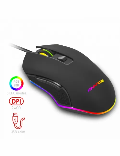 Souris Gamer USB Filaire Capteur Optique 2400 DPI 6 Boutons Rétroéclairage RGB S-GTA210 Advance