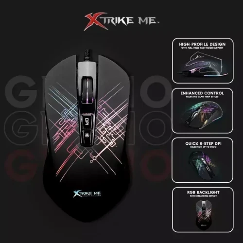 Souris Gaming Optique Filaire USB Rétro-Éclairage 7 Boutons RGB, Programmable, GM-510 XTRIKE ME