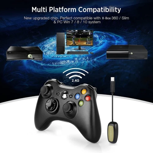 Manette Gaming Sans Fil 2.4 GHz Double Vibration Multi-Plateforme (récepteur inclus)