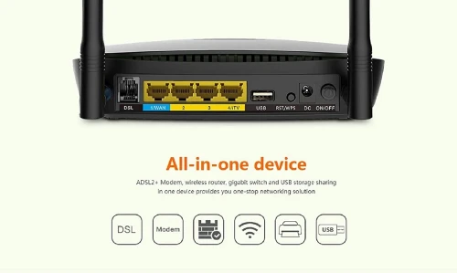Modem Routeur WiFi Dual Band Gigabit Antenas 7dbi 1200Mbps USB 2.0 AC1200 D1201 Tenda