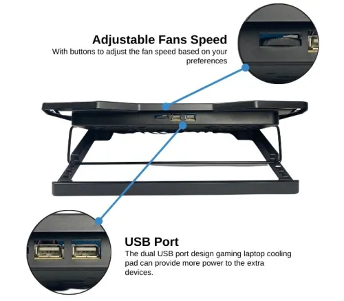 Refroidisseur Laptop avec 4 Ventilateurs Réglables Compatibles jusqu'à 17'' NCP-067 MIKUSO