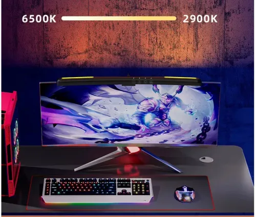 Barre Lumineuse Pour Ecran D'ordinateur, Barre Lumineuse Incurvée Avec 7 Couleurs RGB