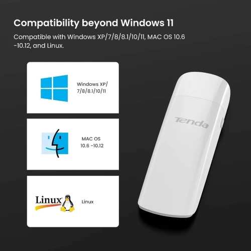 Adaptateur USB 3.0 Double Bande avec Antenne à Gain Elevé Intégrée AC1300 WIFI U12 Tenda