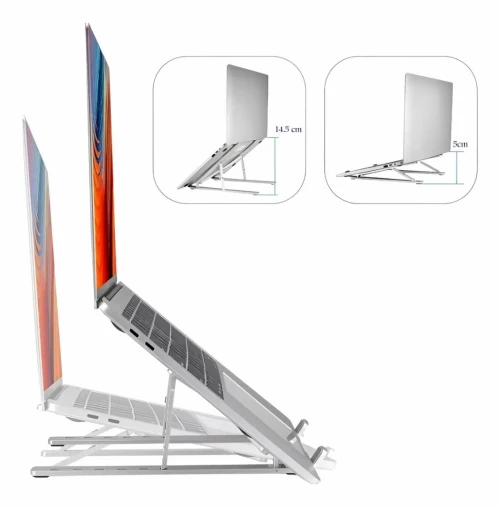 Refroidisseur Laptop & Tablette Réglable en 7 niveaux en d'Aluminium avec Ventilateur Détachable 