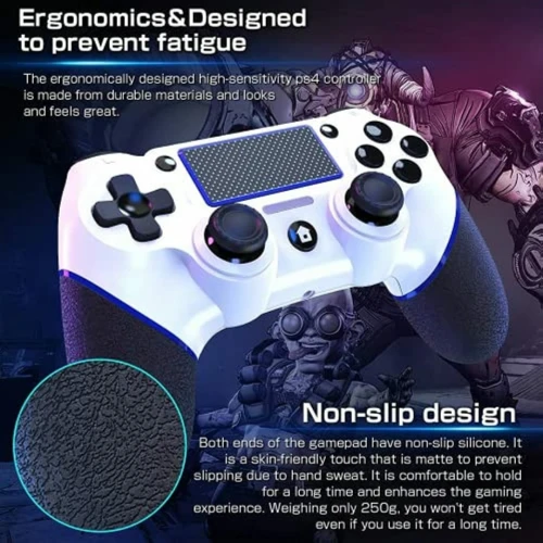 Manette Gaming Bluetooth Pour PS4 & PC Dual-Shock Rechargeable avec Entrée Jack 3.5mm