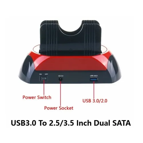 Station d'Accueil Double Disques Durs SATA 2,5" et 3,5" Port USB 3.0 Modèle: 576U3