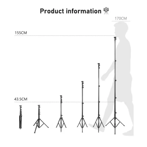 Trépied &Perche à Selfie Extensible pour Caméra,projecteur LED,Facile à Transporter,Rotation YS-818