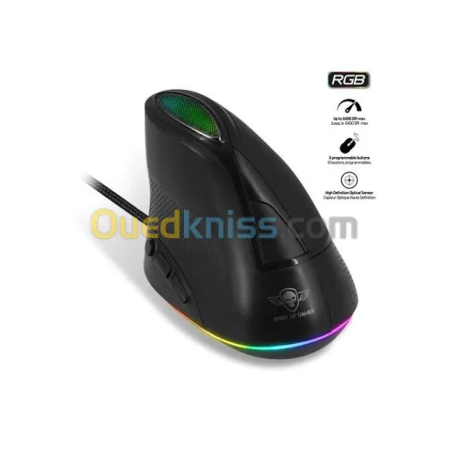 Souris Vertical USB 6 Boutons ProgrammablesJusqu'À 6400 Dpi Gaming LED RGB  Elite M60 S-EM60V SOG