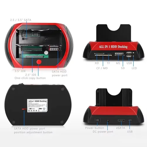 Station d'Accueil Double pour HDD SATA/IDE 2,5" et 3,5" USB 2.0 avec Lecteur Carte Mémoires N: 575