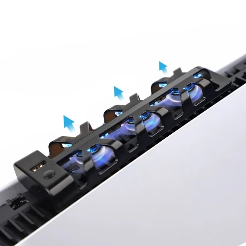 Refroidisseur avec 3 Ventilateurs & Hub USB 2.0 avec Effet Lumineux LED Bleu pour PS-5 TP5-1523E 