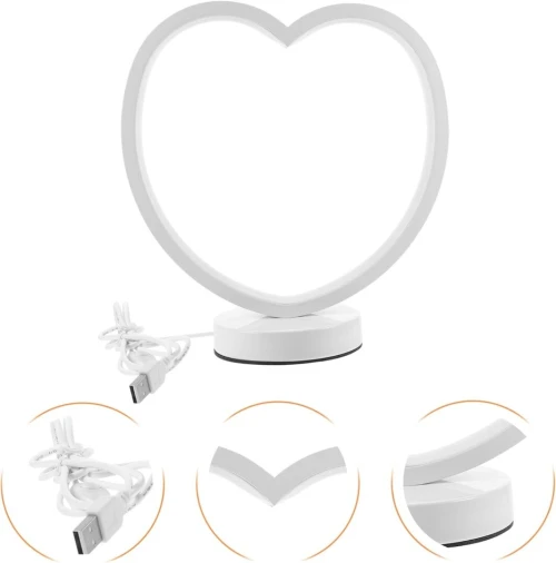 Lampe Veilleuse Pour Chevet & Bureau Décorative Avec Télécommande Forme Cœur ,2 mode de Lumières
