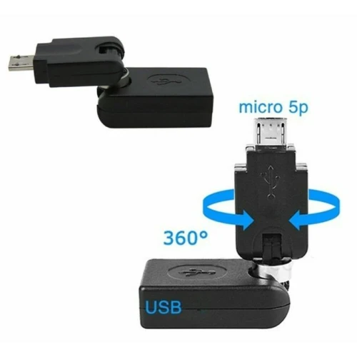 Adaptateur USB 2.0 F vers Micro USB M, Articulaire à Angle de Rotation de 360