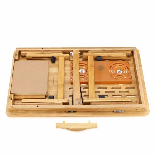 Table & Refroidisseur avec Deux Ventilateurs en Bois pour Laptop Pliable & Réglable BM62 BAMBOO 