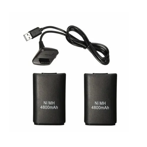 Kit Double Batteries 4800 Mah + Chargeur + Cable Usb Pour Manette X-Box 360