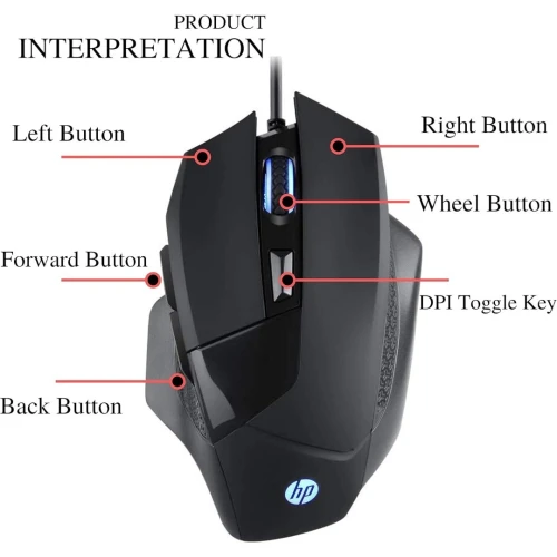 Souris Gaming USB H P pour DPI réglable de jeu E-Sports, souris rétro-éclairée filaire G200