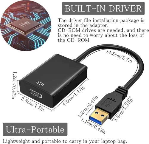 Adaptateur Convertisseur USB 3.0/2.0 vers HDMI 1080P FHD Audio Vidéo