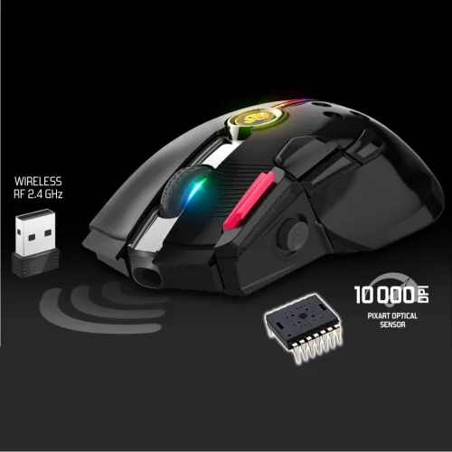 Souris Gaming USB Sans Fil 10000 dpi 8 boutons programmables RGB S-XM600RF Spirit Of Gamer