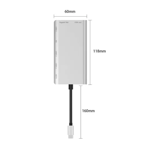 Station d'Accueil Multifonction 8-en-1- USB-C, Vidéo HDMI+VGA 4K,  Réseau Gigabit, OTN-9591B ONTEN