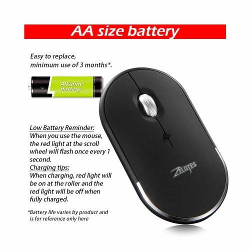 Souris Professional Bluetooth & 2.4GHZ Jusqu'a 2400 DPI Réglable 5 Boutons Rechargeable F-11 ZELOTES