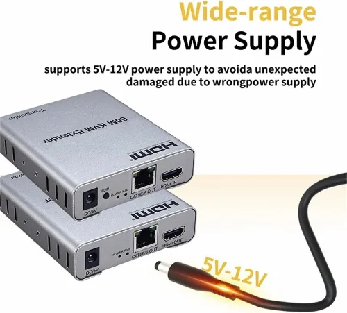 Extenseur HDMI KVM USB Souris & Clavier avec Audio à 60m par Câble Réseau RJ45