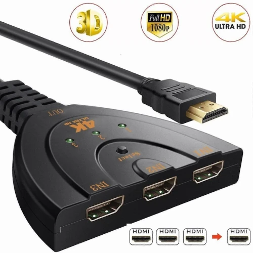 Switch (Commutateur) HDMI 3 Ports 4K Ultras en 1 sortie Prend en charge la 4K 3D 1080P