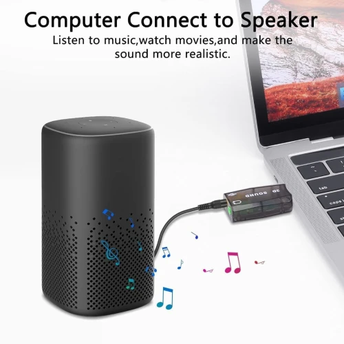 Adaptateur Carte Son USB 3D Sound AC-3 & Virtual 5.1 Stéréo et MIC