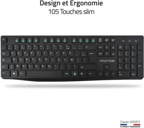 Pack 3 en 1: Clavier Sans fil + Souris Sans fil + Tapis Anti-Dérapant Wireless 2.4Ghz CLS-7100RF ADVANCE
