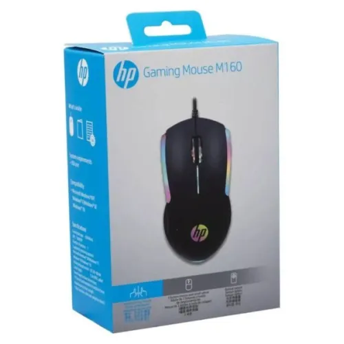 HP M160 Souris optique Gaming filaire USB avec rétro éclairage LED, 1000 DPI, 3 boutons
