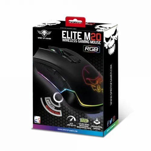 Souris Optique Gaming ELITE-M20 Sans Fil 2.4GHz RGB 4800 DPI Programmables S-EM20RF Spirit Of Gamer