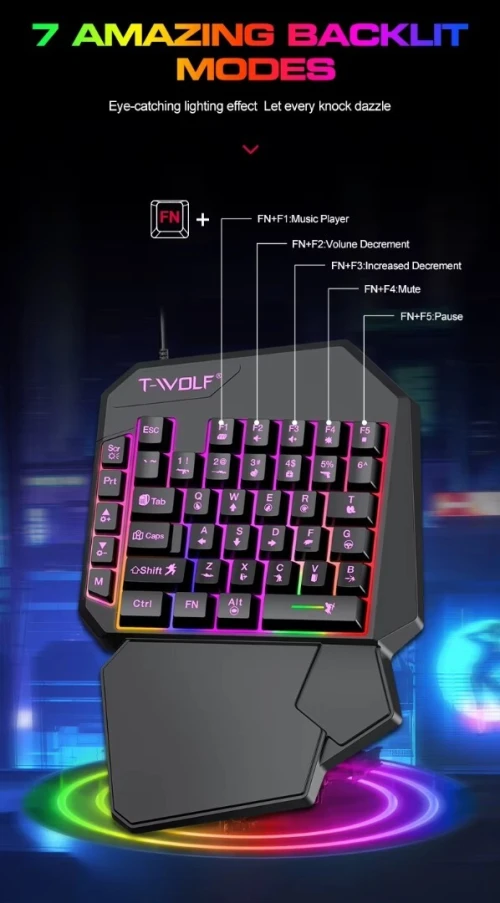 Kit Mobile Gaming 5en1 Clavier & Souris & Tapis de Souris & Convertisseur et support TF950 T-WOLF