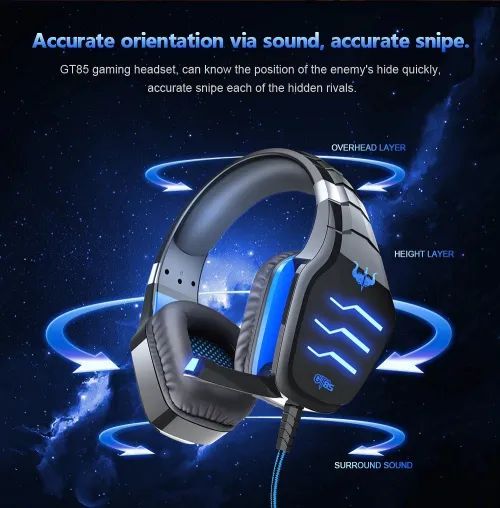 Casque Gaming avec Microphone Anti-bruit pour PC USB + 2 JACK 3.5 GT85 OVLENG