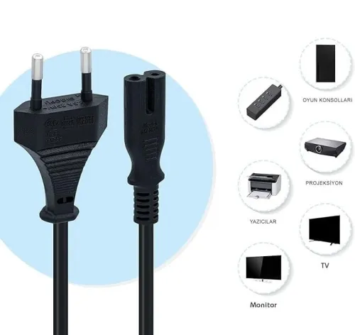 Cable d'Alimentation 2x1mm2 1.5m Format Secteur Bi-polaire