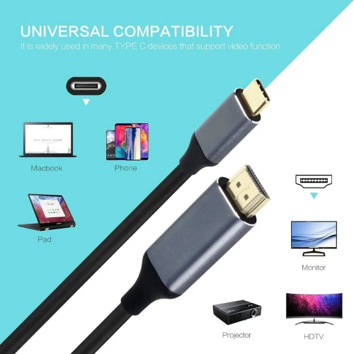 Câble USB-C 3.1 vers HDMI 4K Haute Qualité 1,8M 