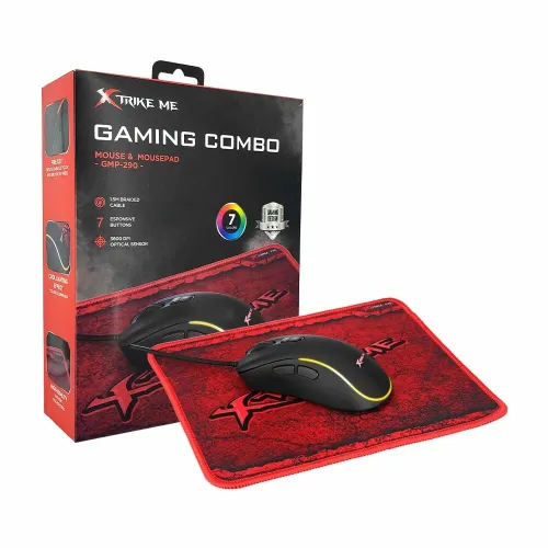 Pack 2 en 1: Souris Gaming Optique Filaire USB & Tapis de Souris Antidérapante GMP-290 XTRIKE ME