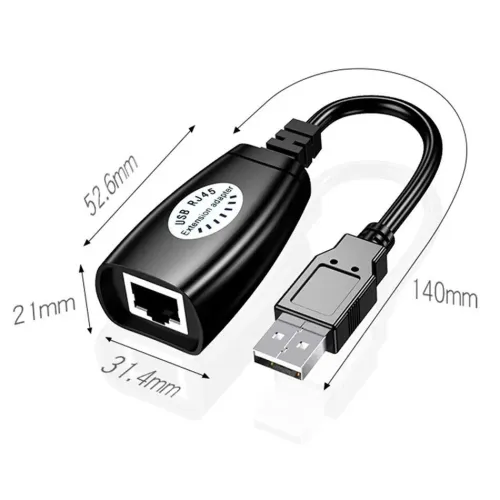 Adaptateur d'Extension de Câble USB 2.0 vers RJ45 LAN Cat5 / Cat6 Jusqu'a 45m 