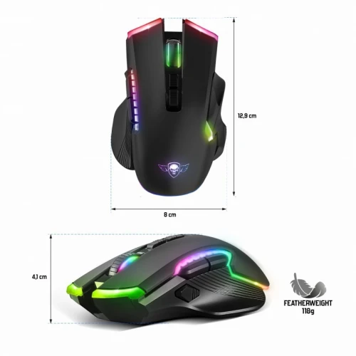 Souris Gamer sans Fil Rechargeable Programmables Capteur 4800 DPI RGB S-EM70RF Spirit Of Gamer