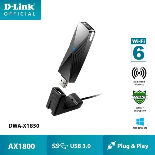 Adaptateur USB 3.0 WI-FI 6 EXO AX AX1800 avec Support DWA-X1850 D-Link