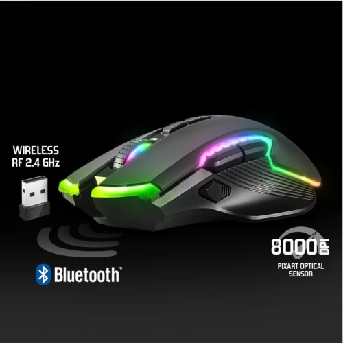 Souris Gamer sans Fil Rechargeable Programmables Capteur 4800 DPI RGB S-EM70RF Spirit Of Gamer