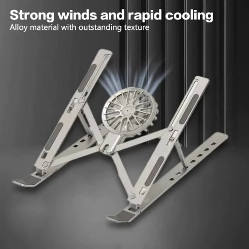 Refroidisseur Laptop & Tablette Réglable en 7 niveaux en d'Aluminium avec Ventilateur Détachable 