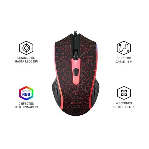 Souris Gaming Optique Filaire USB  Rétro-Éclairage LED Multicolore, Couleurs GM-206 XTRIKE ME