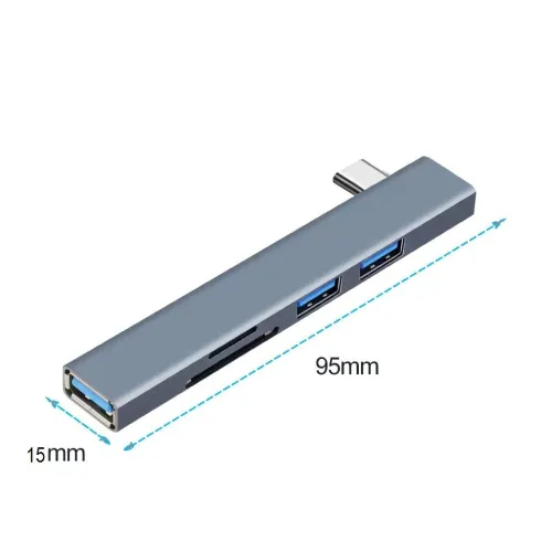Hub USB Type-C 5 en 1, 1 x USB 3.0 + 2 x USB 2.0 + SD + TF Transmission 5Gbps Multiplateformes
