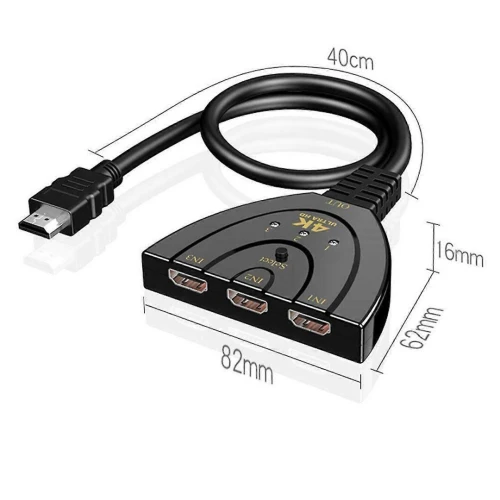 Switch (Commutateur) HDMI 3 Ports 4K Ultras en 1 sortie Prend en charge la 4K 3D 1080P