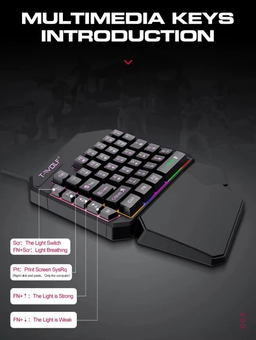 Kit Mobile Gaming 5en1 Clavier & Souris & Tapis de Souris & Convertisseur et support TF950 T-WOLF