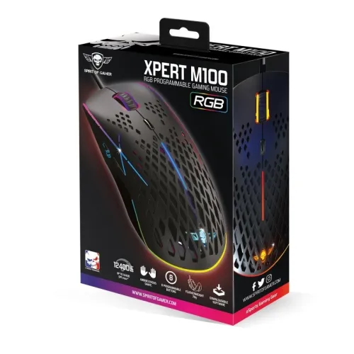 Souris USB Gaming Ambidextre RGB 12400 DPI Max - 1000Hz 8 Boutons XPERT-M100 Spirit Of Gamer