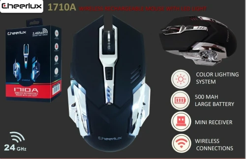 Souris Gaming San Fil 2.4 GHz Rechargeable 7 Boutons jusqu'à 3200 DPI 1710A Cheerlux