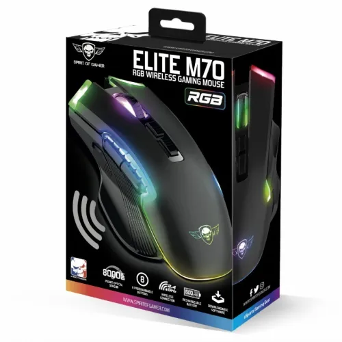 Souris Gamer sans Fil Rechargeable Programmables Capteur 4800 DPI RGB S-EM70RF Spirit Of Gamer