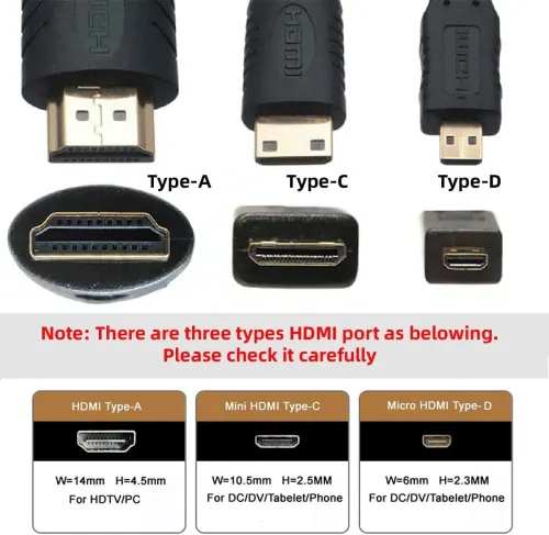 Adaptateur Connecteur Vidéo HDMI / Mini-HDMI / Micro-HDMI (Male et Femelle)