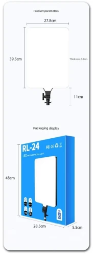 Panneau Lumineux LED pour Vidéo avec Télécommande - Température de couleur de 3200 K à 5700 K RL-24